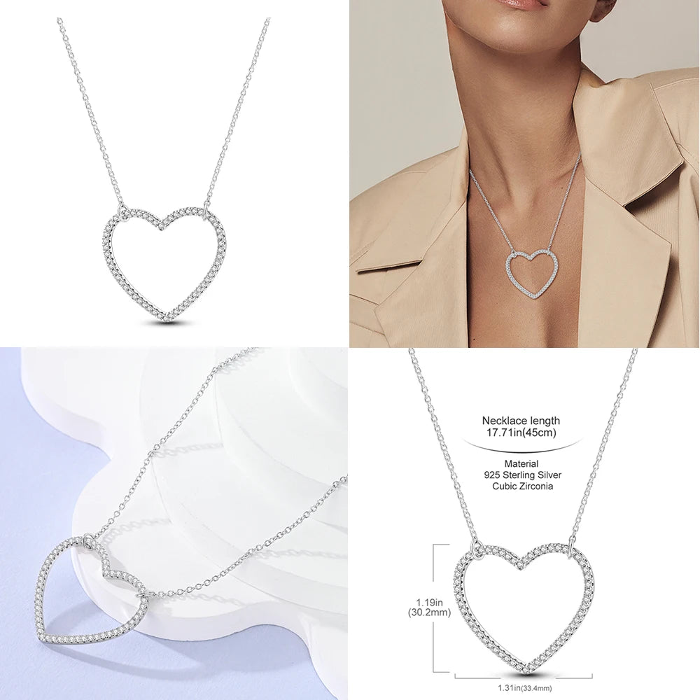 925 Sterling Silver Heart Chain Necklace for Women with Luxury Dog Paw Design Jewelry Gift