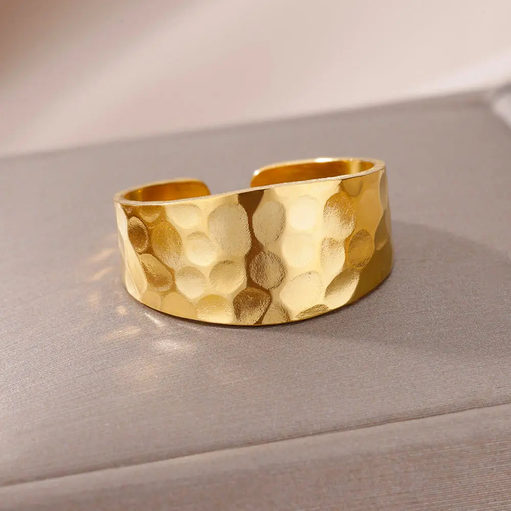 Gold Color 316L Stainless Steel Women's Rings - Fade-Resistant Luxury Wedding Jewelry with Free Shipping