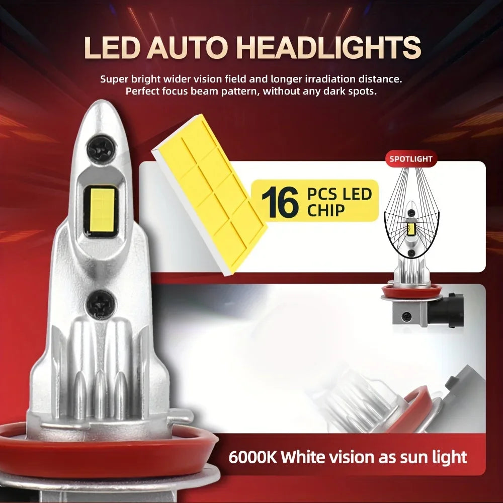 High Brightness 9006 HB4 H8 H11 H9 H1 H4 H7 9005 HB3 LED Fog Lamps 30000 Lumens 160W 6500K CSP Chip Easy Install