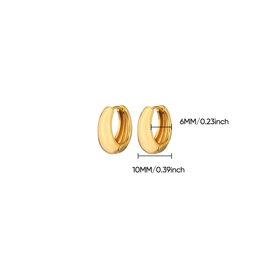 Classic Gold Chunky Hoop Earrings for Women Minimalist Stainless Steel Jewelry 2025 Trend