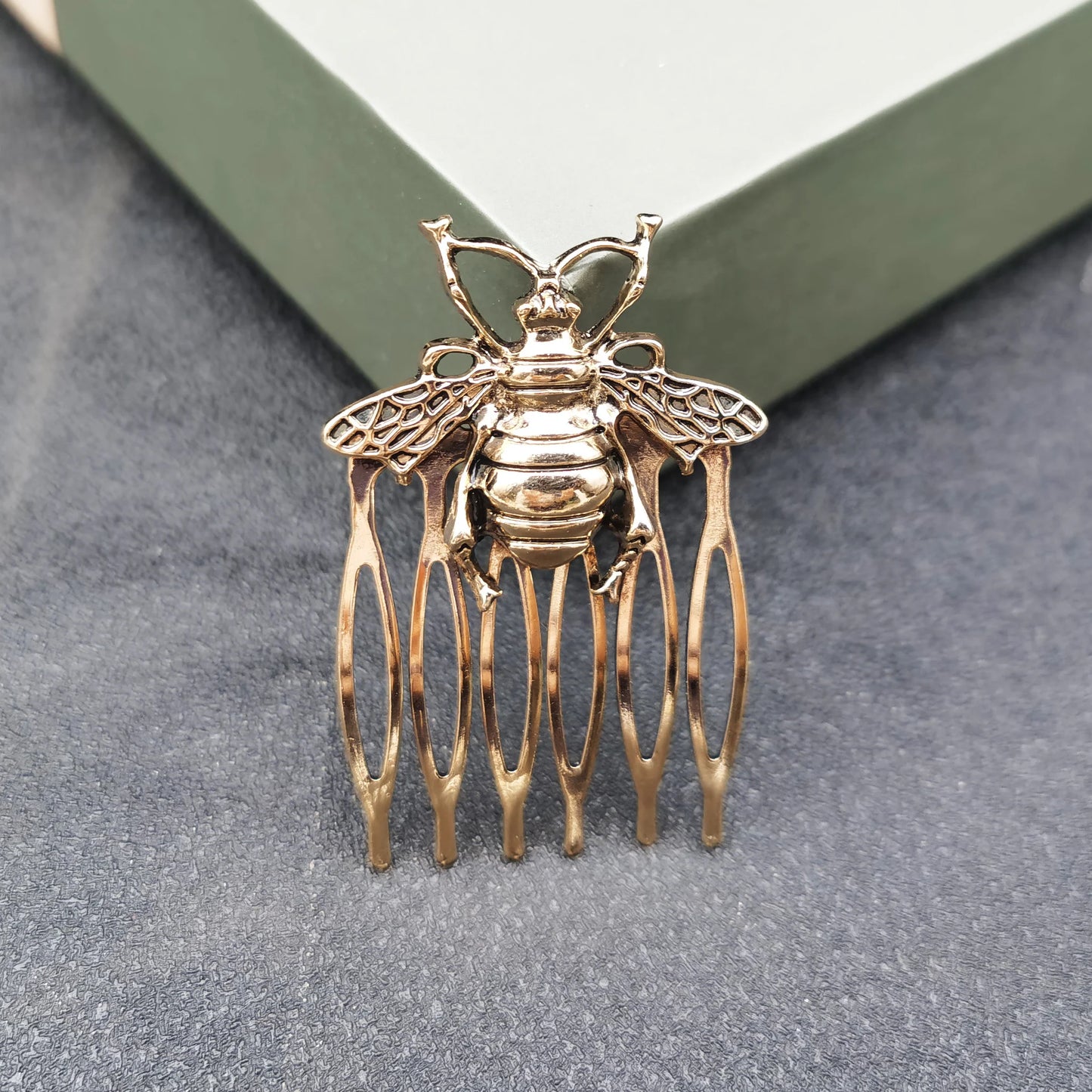 Luxury Bridal Butterfly Headdress - Stunning Silver & Gold Flower Hair Comb for Brides Antique Bee