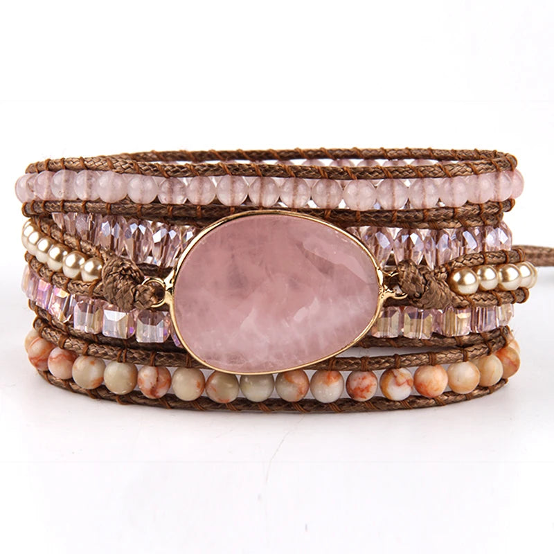 Mixed Natural Stones Bohemian Wrap Bracelets Set for Women