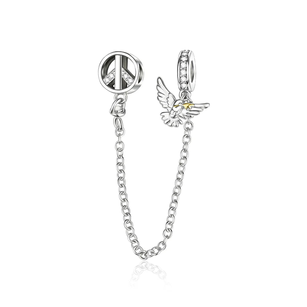 925 Sterling Silver Clover Daisy Star Moon Pavé Safety Chain Bow Necklace and Bracelet Set Luxury Fine Jewelry for Women
