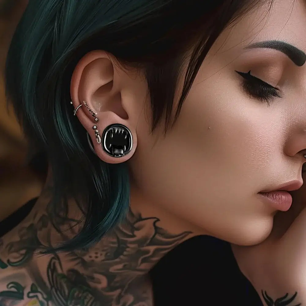 Vankula 2PCS 316L Stainless Steel Monster Tongue Ear Tunnels Body Jewelry