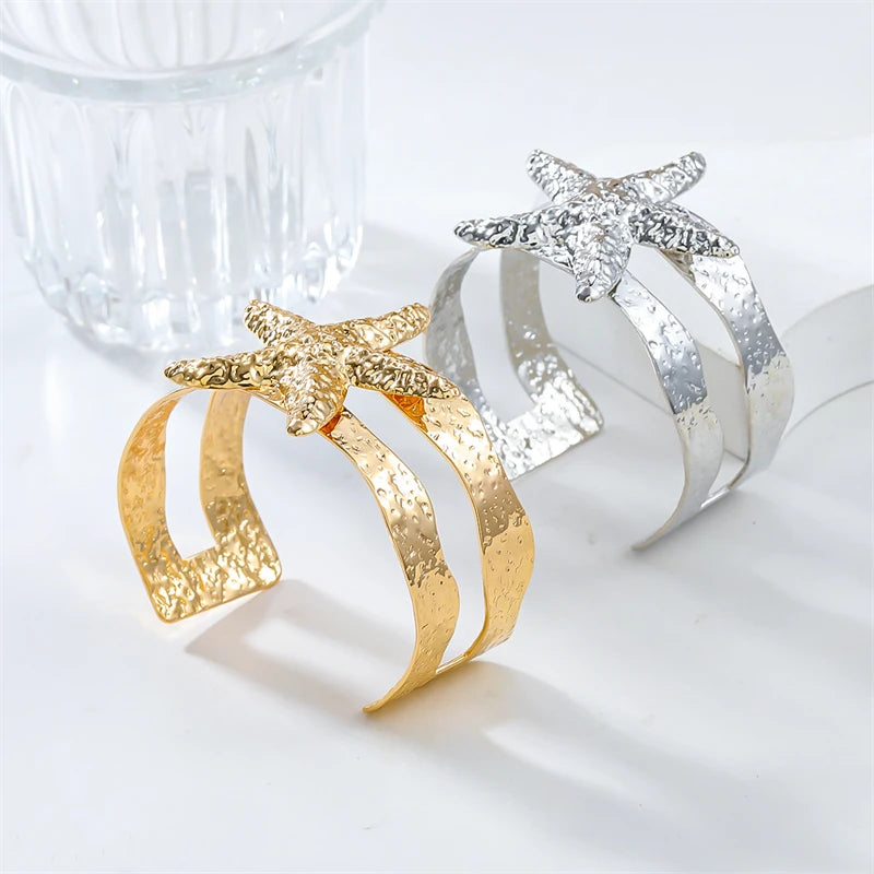 Vintage Metal Starfish Charm Bracelets for Women Beach Party Accessories