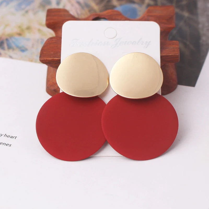 Elegant Double-Layer Round Pendant Drop Earrings for Women - European Fashion Zinc Alloy Dangles