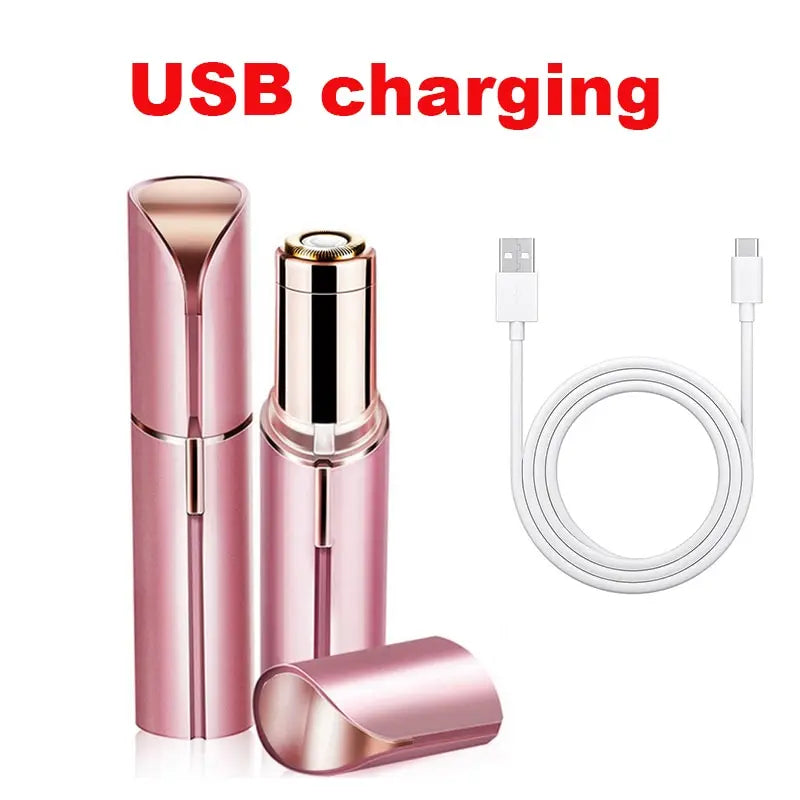 Portable Lipstick Shaped Electric Hair Remover For Women Painless And Effective Facial Hair Removal Home Razor Shaver Tool Rose opp bag USB