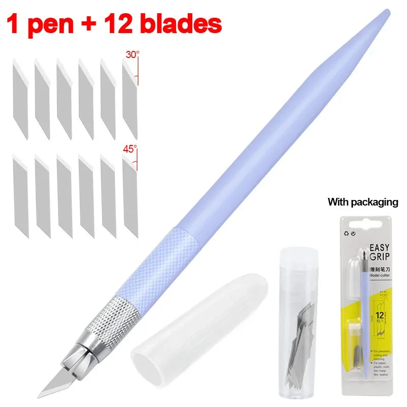 CraftPro 360° Rotating Cutting Pen - Durable Stainless Steel Blades for Effortless DIY Art Projects Lighe purple