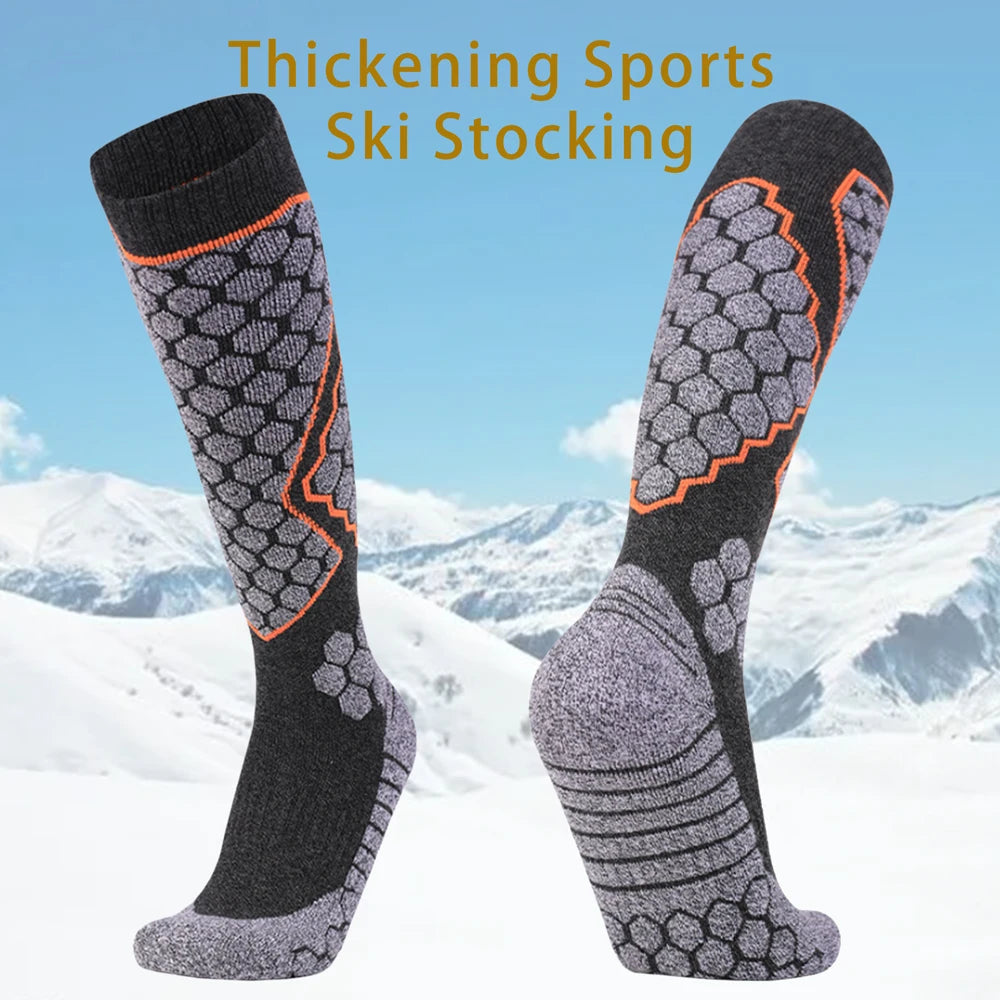 Men Cotton Ski Socks Thick Terry Knee High Warm Outdoor