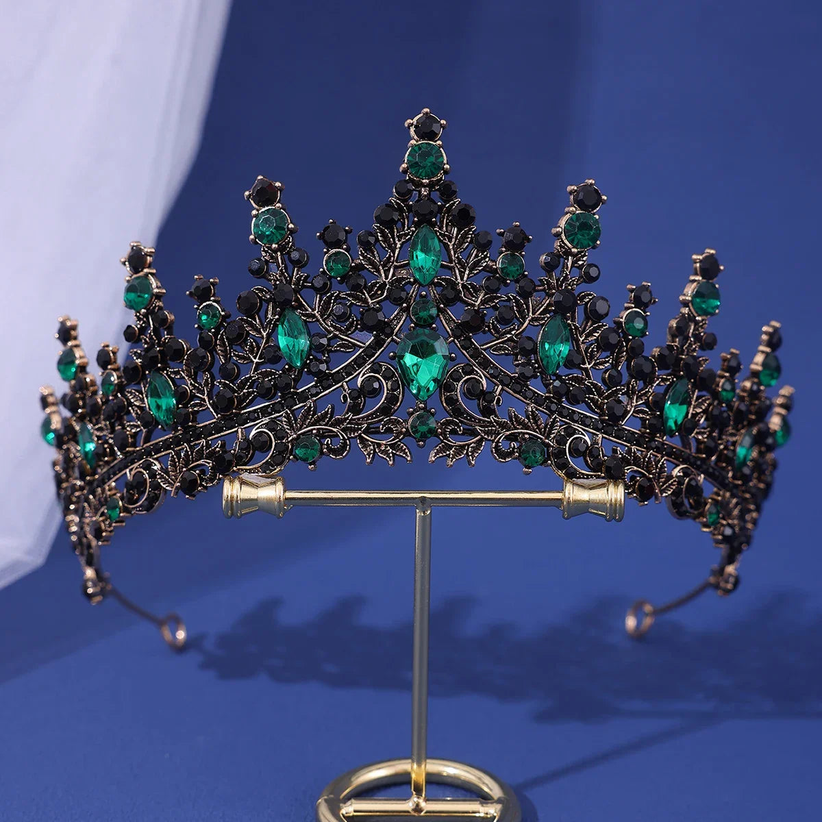 Luxury Bridal Crown - Baroque Queen Tiaras for Weddings & Parties black green