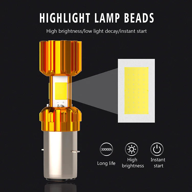 H4 H6 BA20D Motorcycle LED Headlight 6000K 12V COB Hi