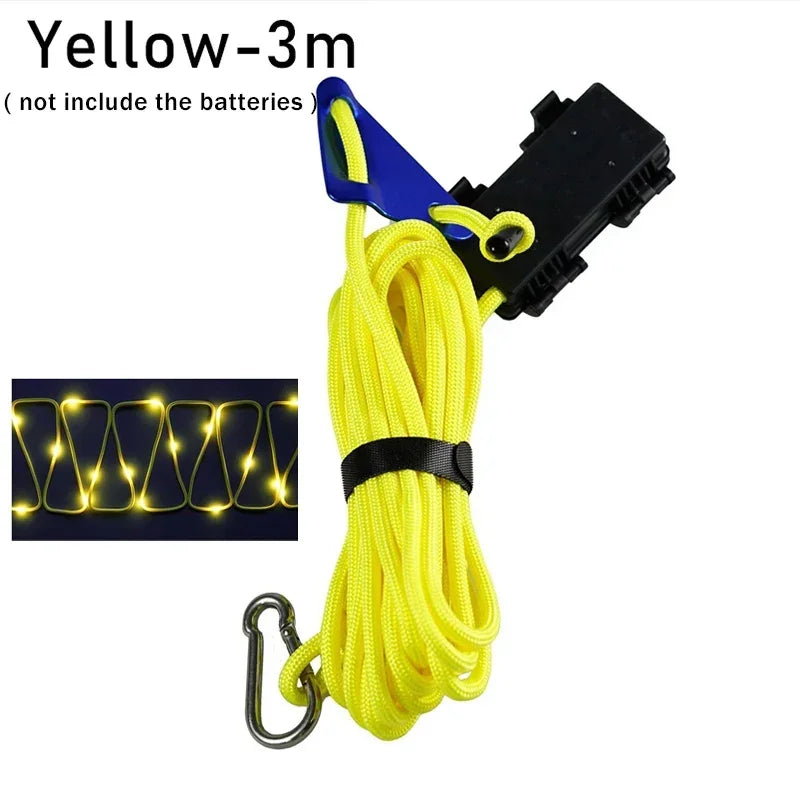 Camping Tent Rope Light Outdoor LED Waterproof 6mm Straps Yellow-3m