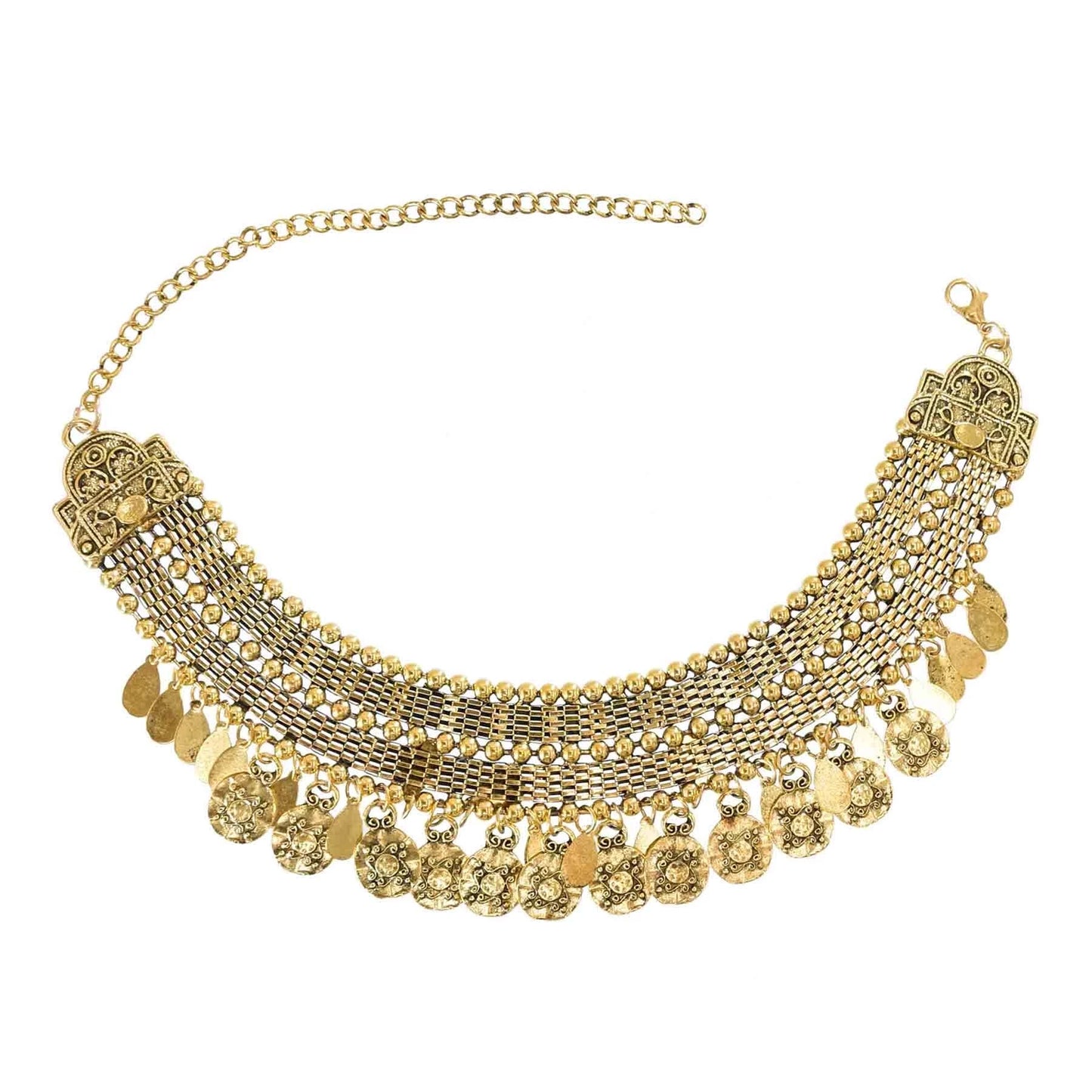 Indian Vintage Coin Tassel Choker Necklace for Women Ethnic Boho Jewelry Gift