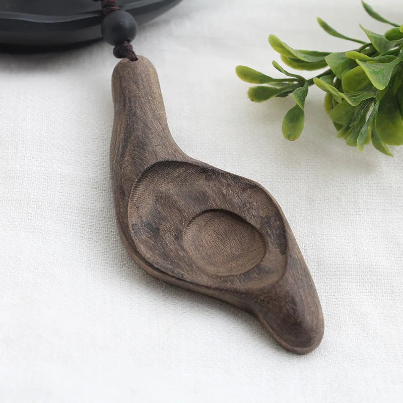Vintage Long Sweater Chain Necklace for Women with Handmade Sandalwood Pendants in Ethnic Style