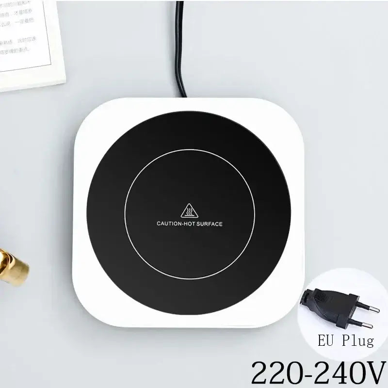 New Coffee Mug Warmer for Milk Tea Teapot Electric Heating Cup Plate 80 Degree Celsius for Home Office Use Square -EU Plug