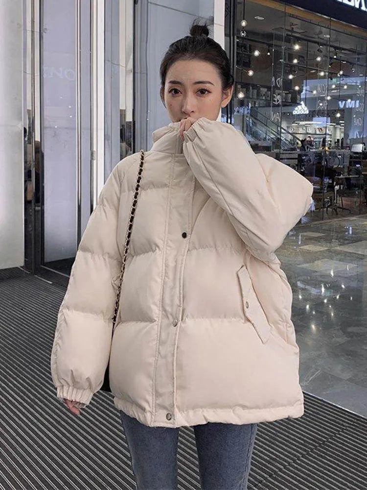 2024 Women Short Hooded Cotton Padded Winter Parka Jacket