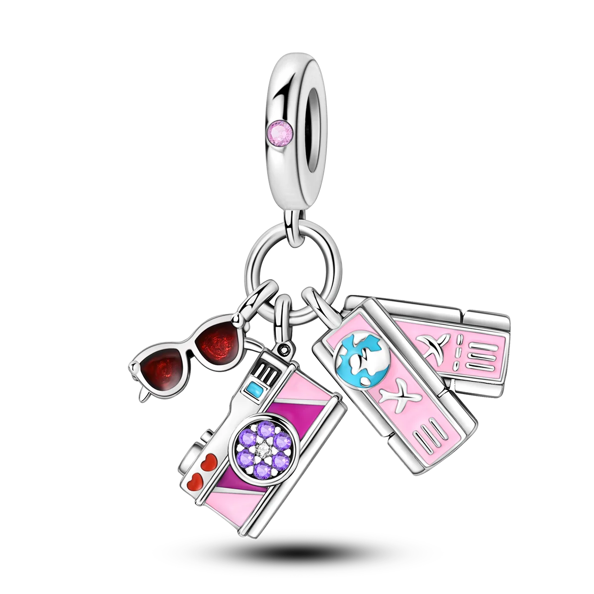 925 Silver Paris Plane Travel Charms for Bracelet Jewelry KTC1123
