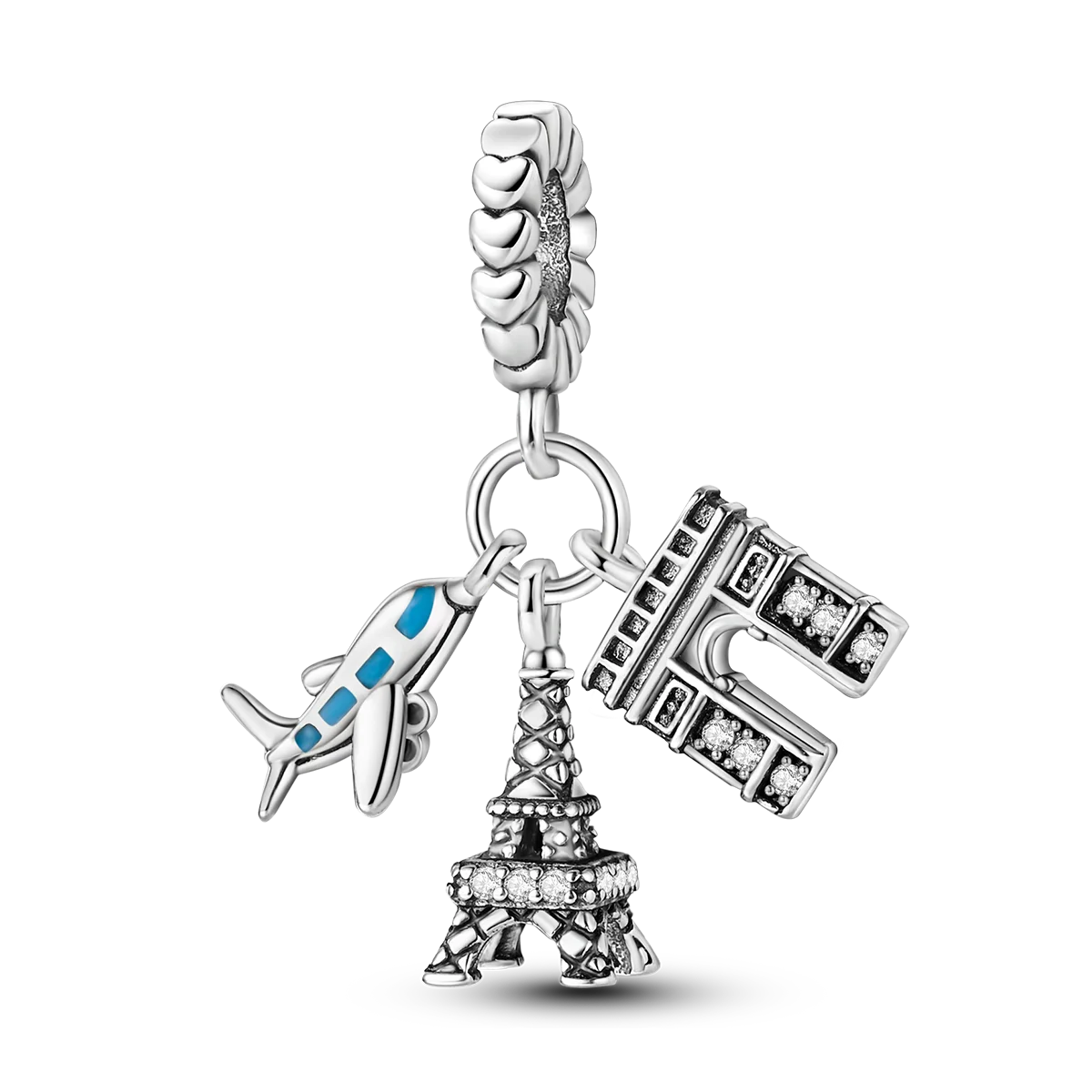 925 Silver Paris Plane Travel Charms for Bracelet Jewelry KTC1161