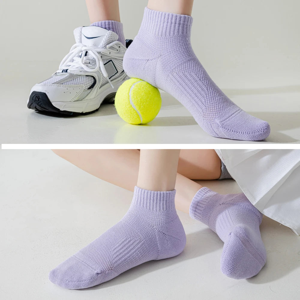 3 Pairs Dopamine Color Womens Breathable Running Socks