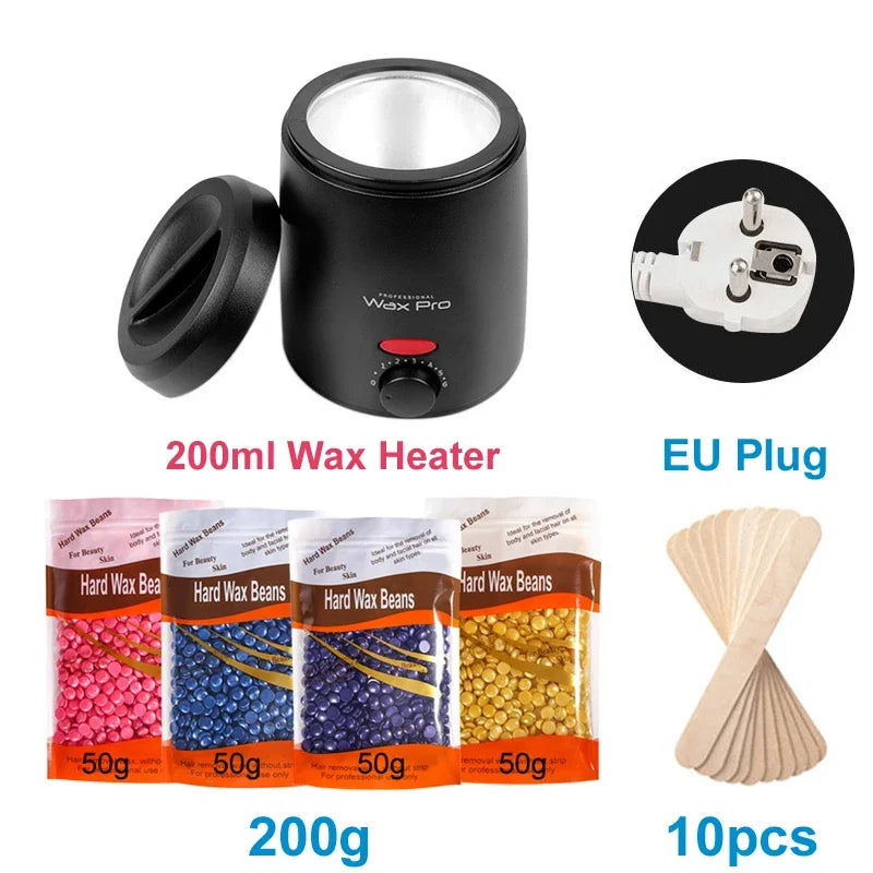 Painless Hair Removal Wax Heater Kit Professional Epilator with Hot Film Hard Wax Beans