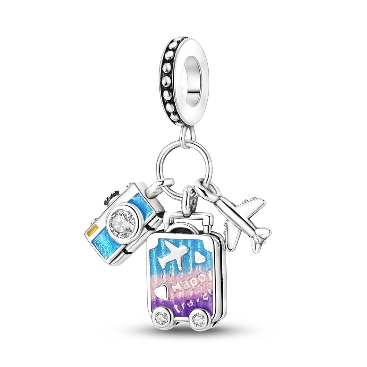 925 Silver Paris Plane Travel Charms for Bracelet Jewelry KTC782