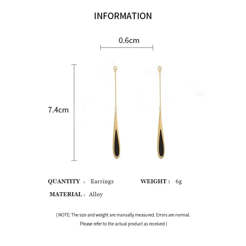 Stylish Gold Geometric Square Drop Earrings Long Tassel Dangle for Women