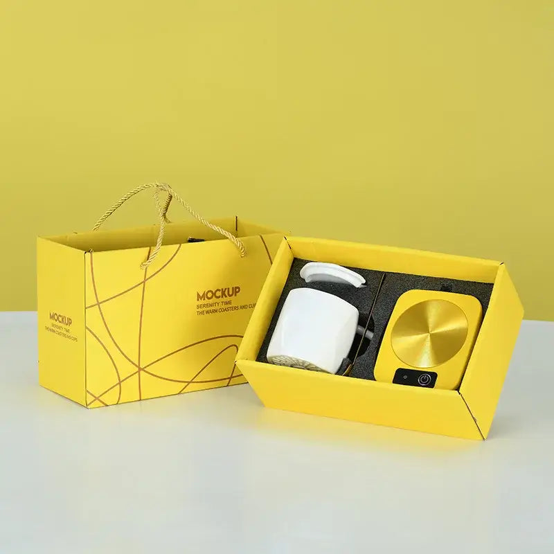 Coffee Mug Heating Pad Cup Warmer USB Electric Mat Set Yellow Gift Set 1