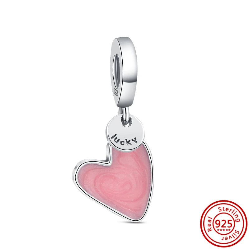 Springtime 925 Silver Pink Flower Ice Cream Charm Pendant for DIY Bracelets N662
