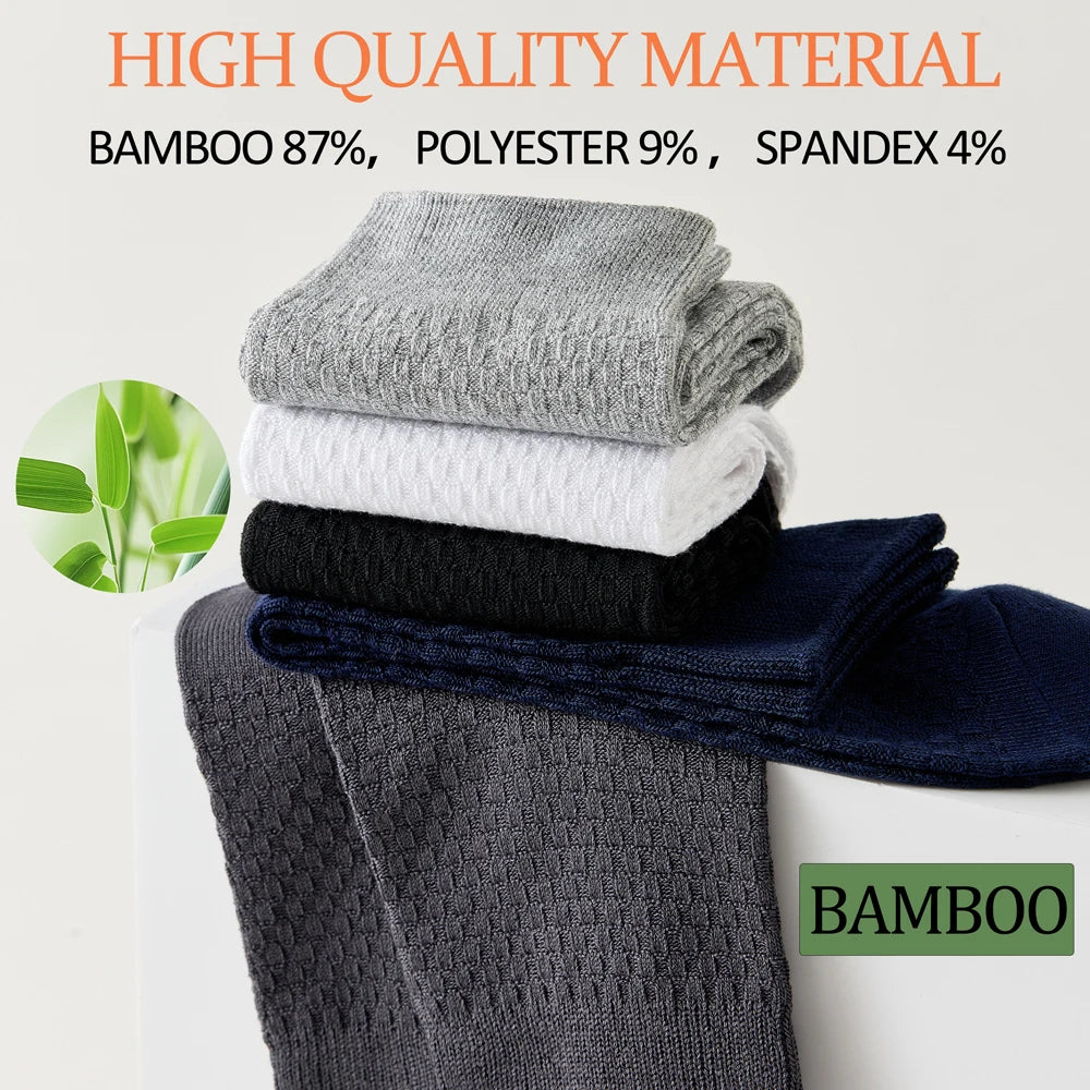 Antibacterial Bamboo Mens Socks Mid Crew Seamless Comfort