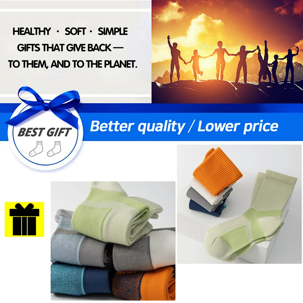 Marathon Running Socks Men Breathable Anti Odor Crew