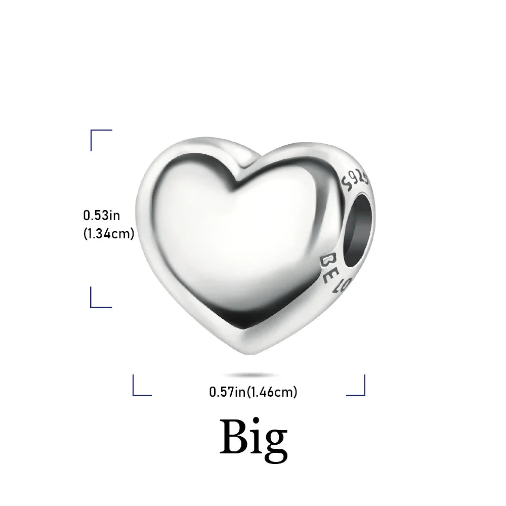 925 Sterling Silver Golden Heart Star Beads Charms for DIY Bracelet and Necklace Gift for Women Mother and Sister