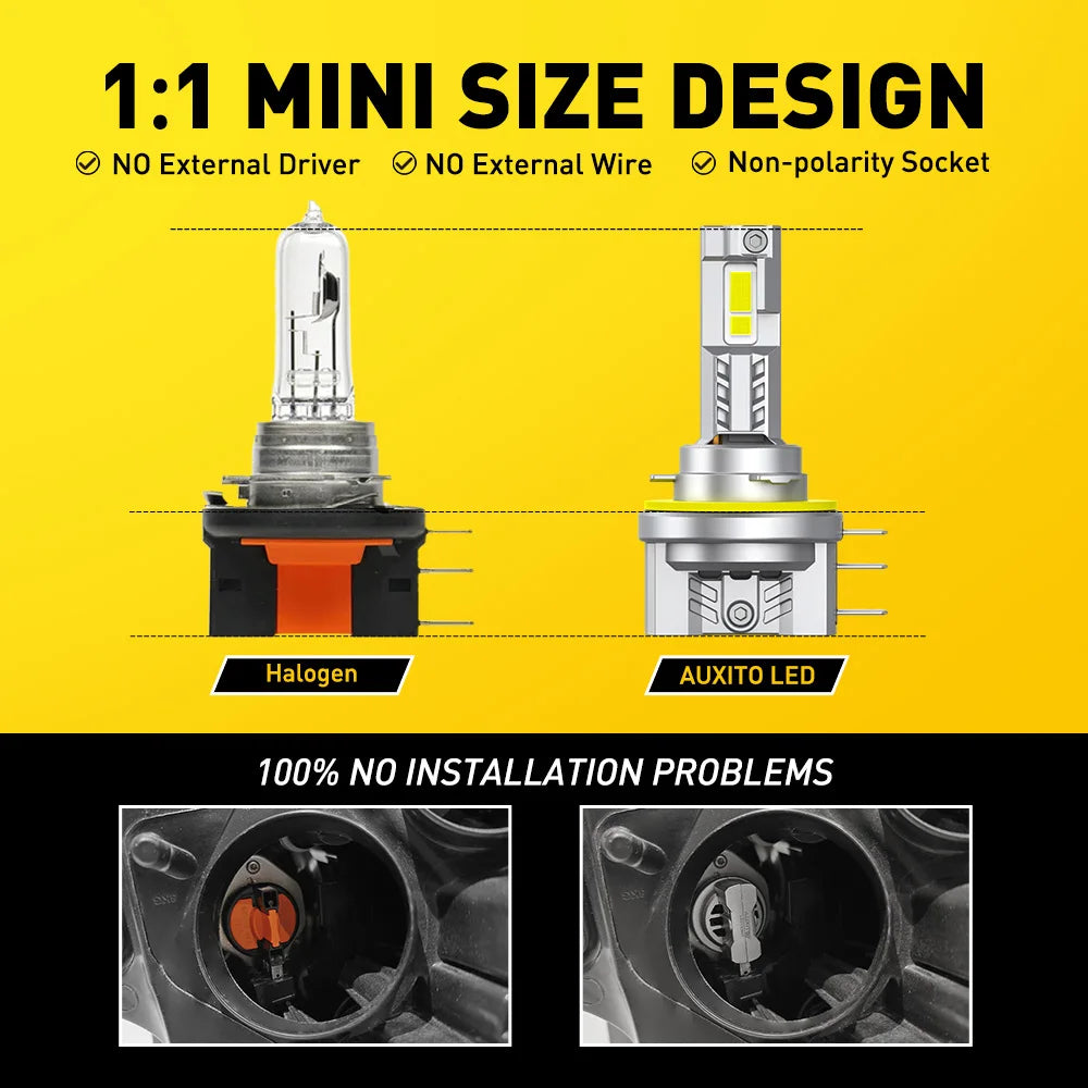 AUXITO 2pcs H15 LED Headlight Bulbs CANBUS 6500K 30000LM H15