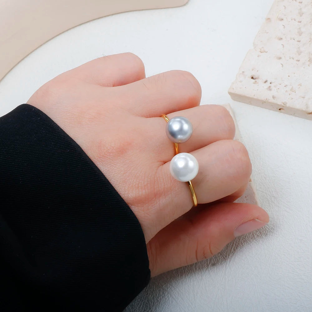 Elegant Gold Color Pearl Ring for Women - Classic Bridal Jewelry Gift