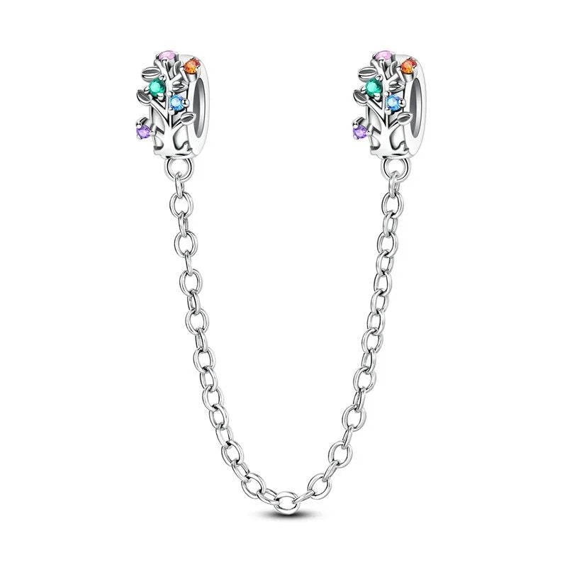 925 Sterling Silver Clover Daisy Star Moon Pavé Safety Chain Bow Necklace and Bracelet Set Luxury Fine Jewelry for Women