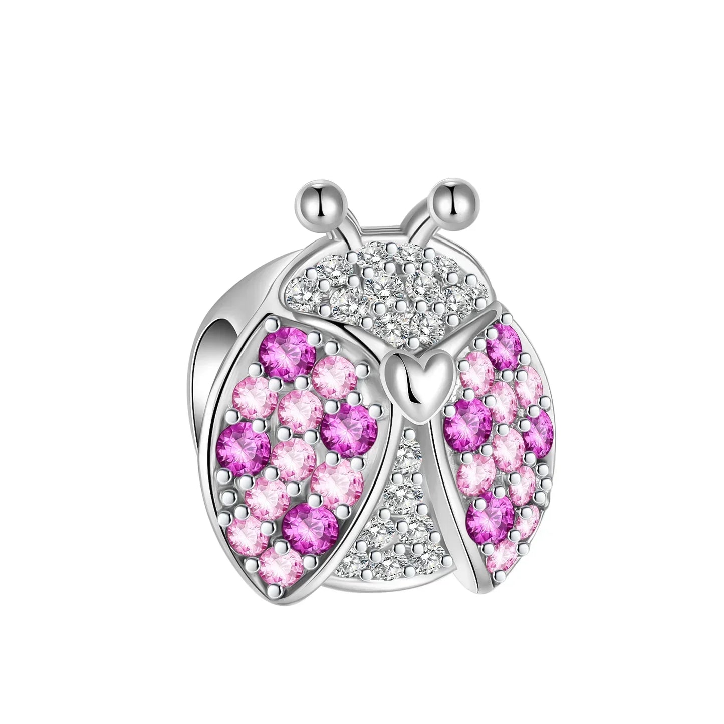 925 Sterling Silver Heart Blooming Rose Full Diamond Zircon Charms Pendant Beads for Bracelets and Necklaces