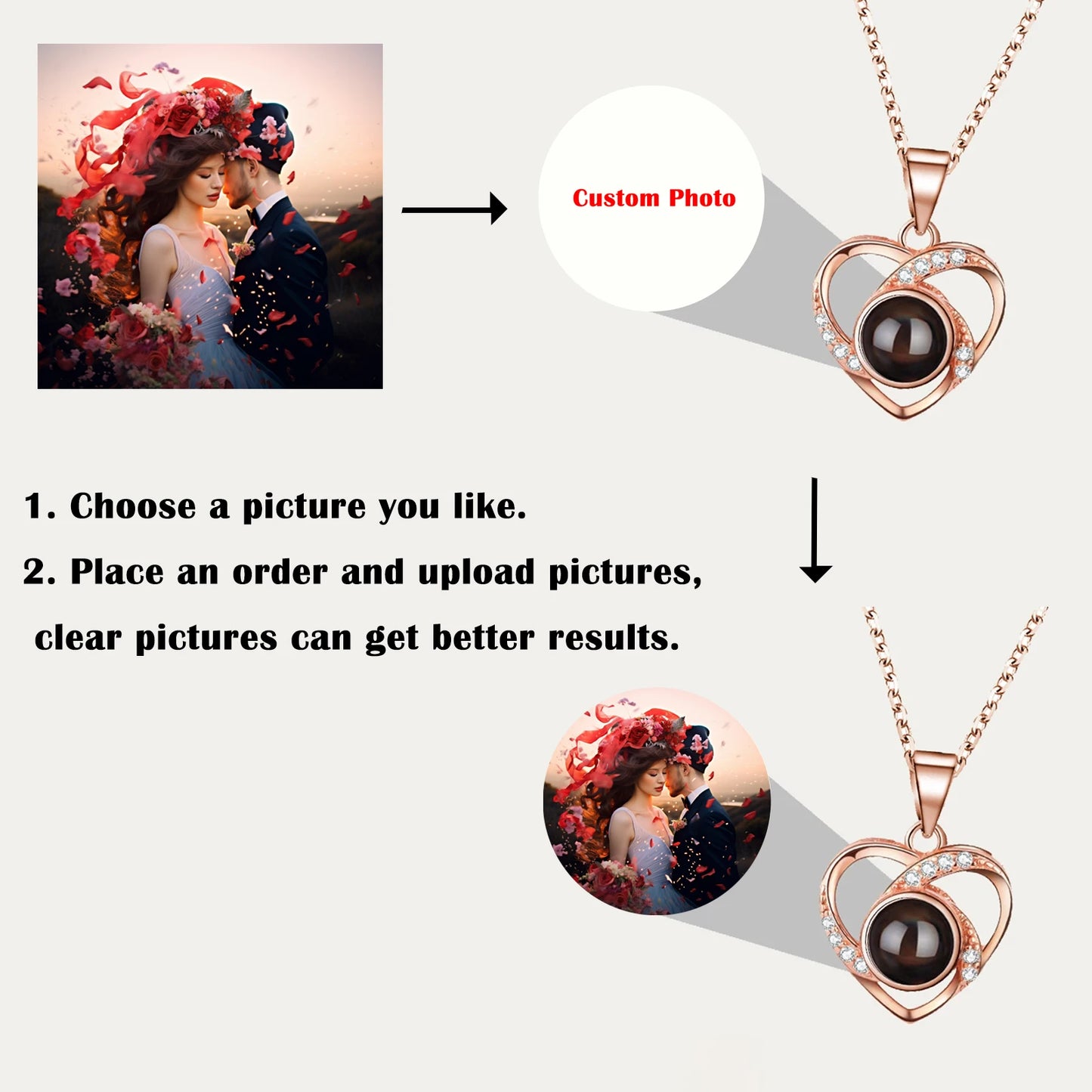 Angel Necklace with 100 Language I Love You Projection Pendant Romantic Gift for Girlfriend Mom 2024