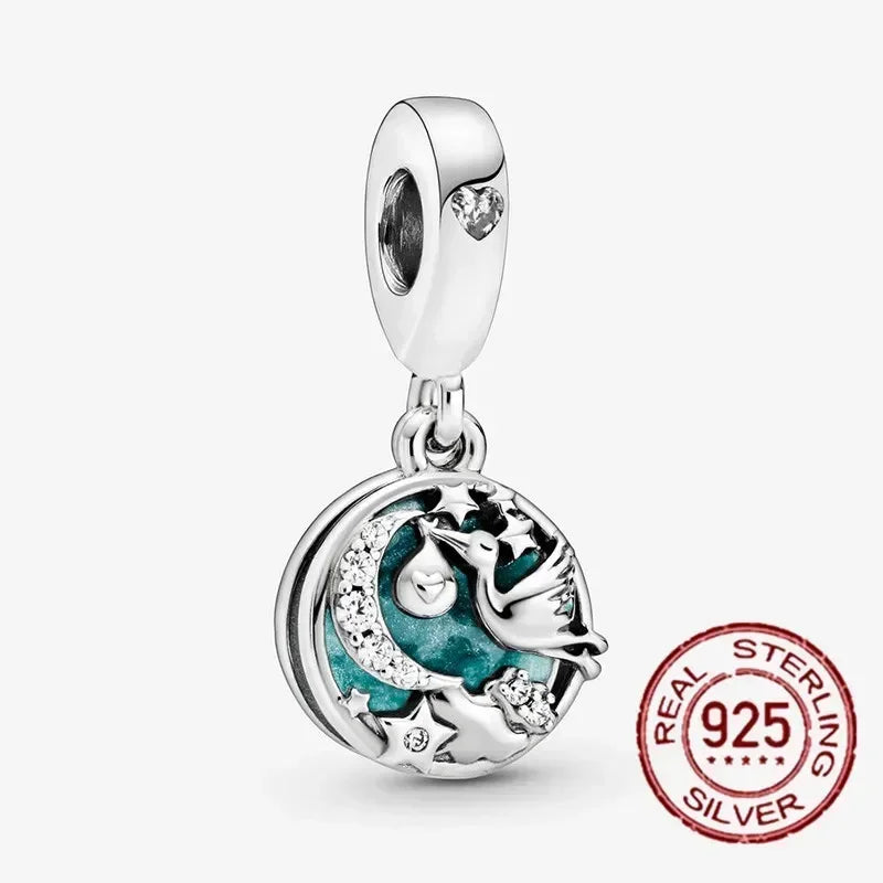 925 Sterling Silver Heart Family Tree Snowflake Animal Charms Beads for DIY Bracelet Women Jewelry Gift