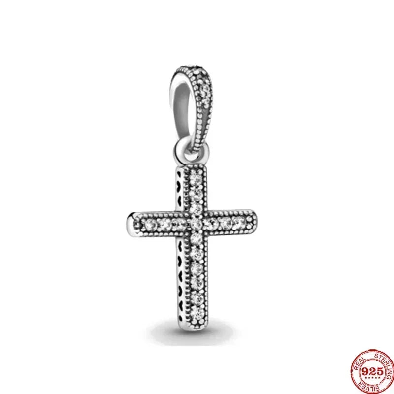 925 Sterling Silver Virgin Mary Angel Cross Pendant Necklace Charm for DIY Jewelry Gifts