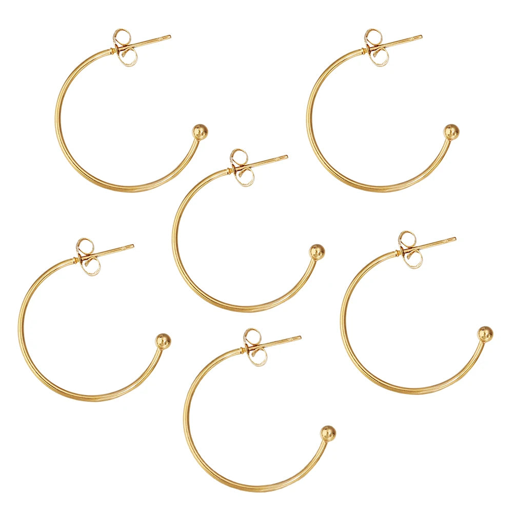 Stainless Steel C-Shaped Ear Hooks DIY Earring Posts Jewelry Making Supplies Set