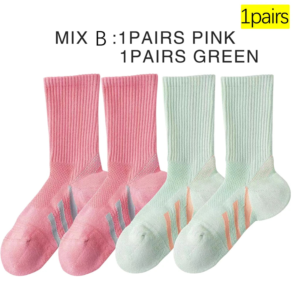 Women Mid Calf Arch Support Cushioned Sports Socks For Tennis