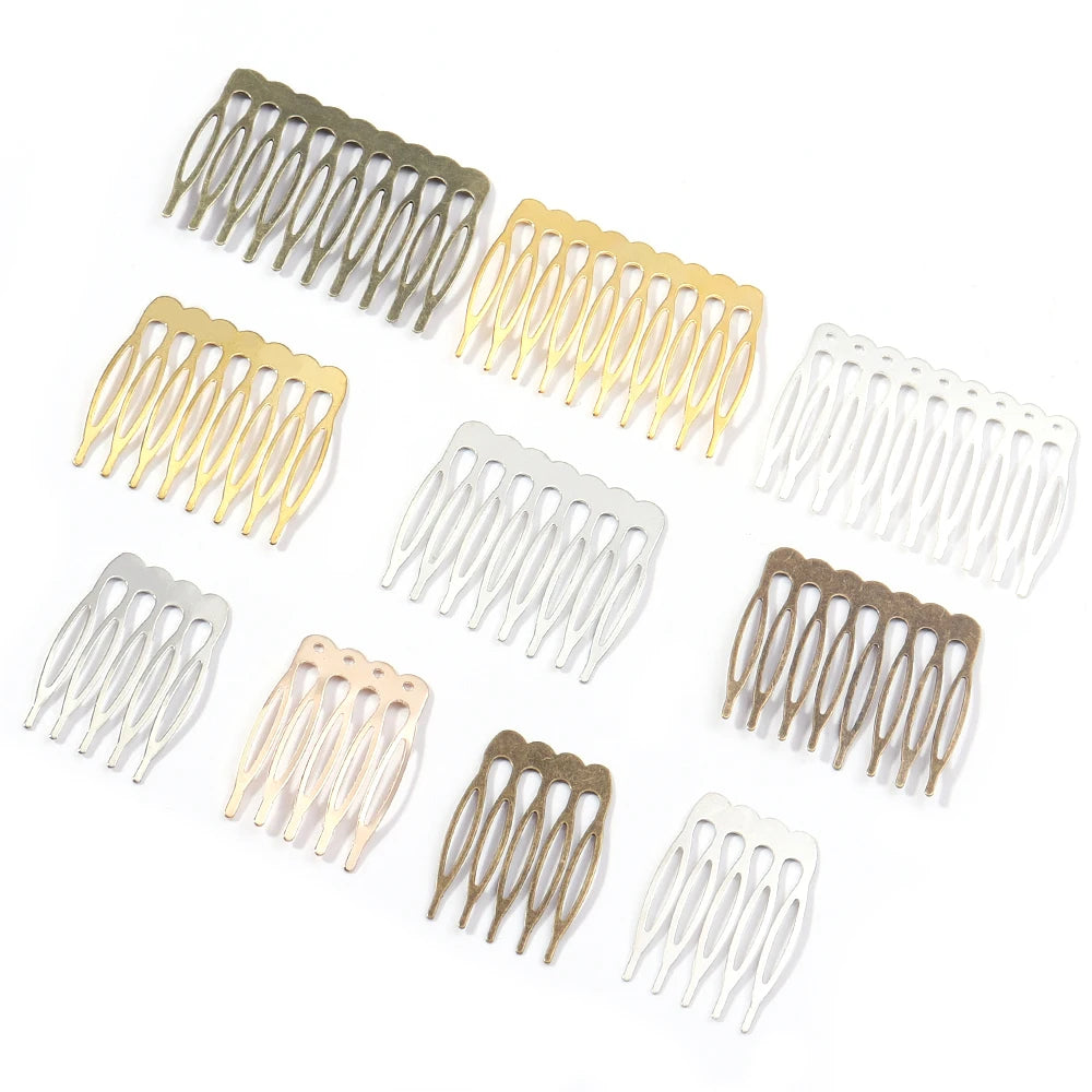 Rhodium & Bronze Gold Bridal Hairpins - 10pcs Wedding Hair Combs for Stunning Styles