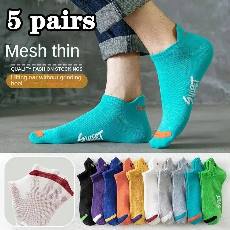 Men's Breathable Cotton Ankle Socks Comfortable Summer Low Cut Casual Socks 10 Pack