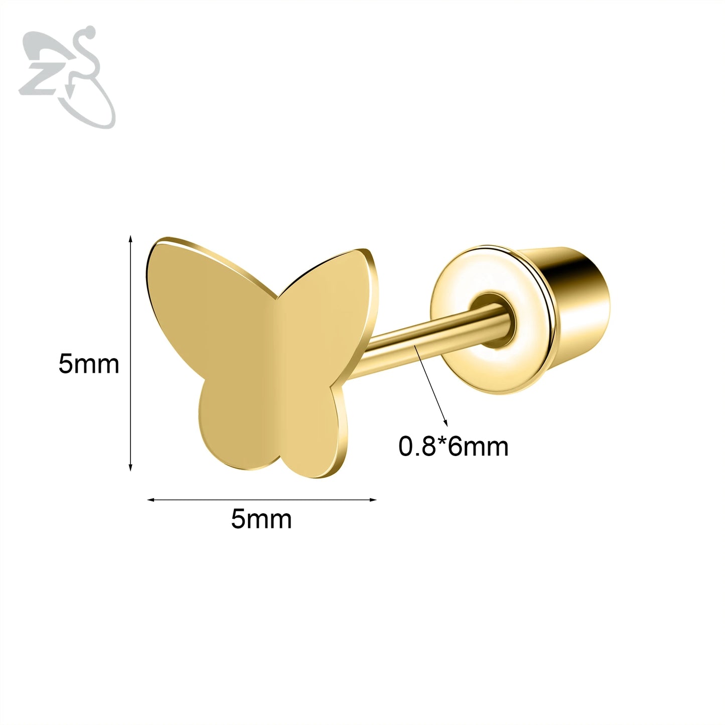 Charming Stainless Steel Flower Butterfly Stud Earrings for Children and Women