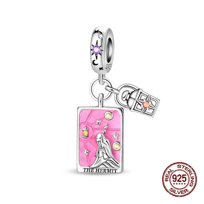 925 Sterling Silver Tarot Hourglass Bead Charm For Bracelet