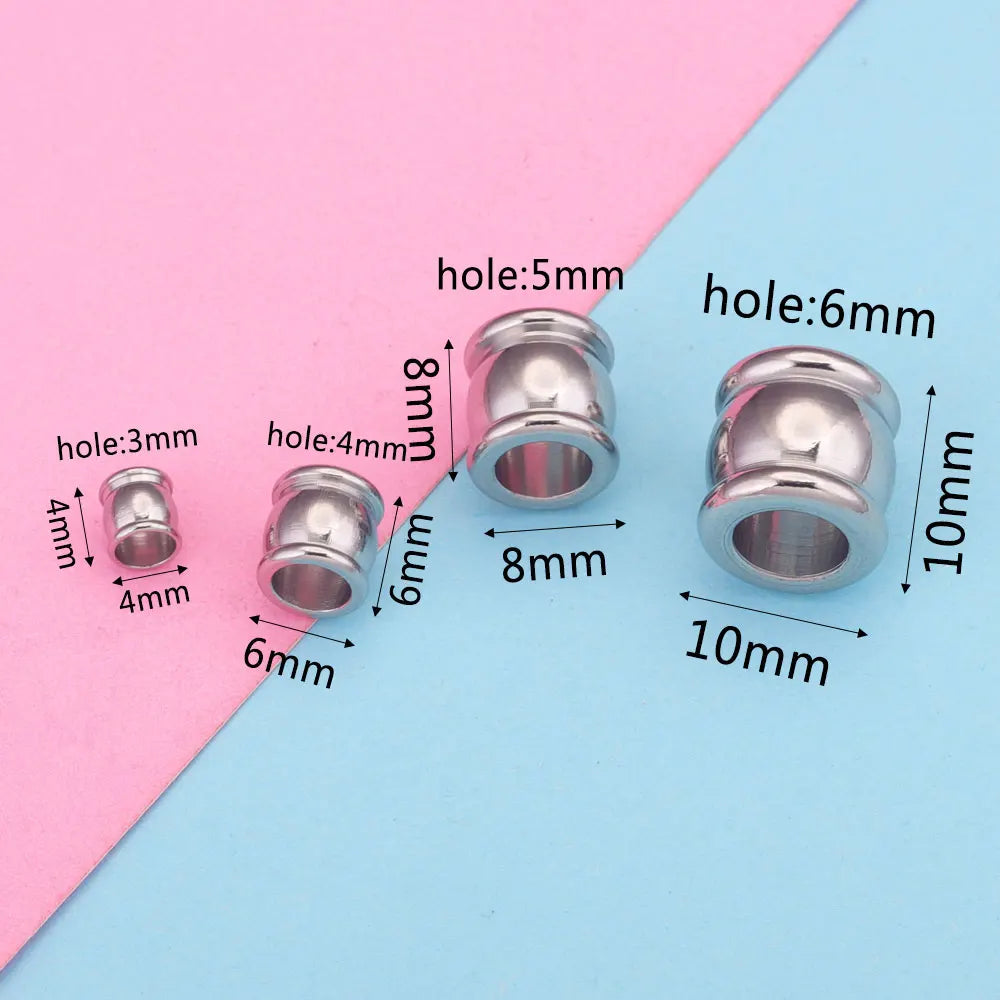 Stainless Steel Big Hole Spacer Beads Set for DIY Jewelry Making
