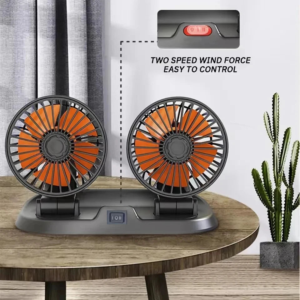 5V 12V 24V Car Fan Dual Head USB Auto Cooler Air Fan