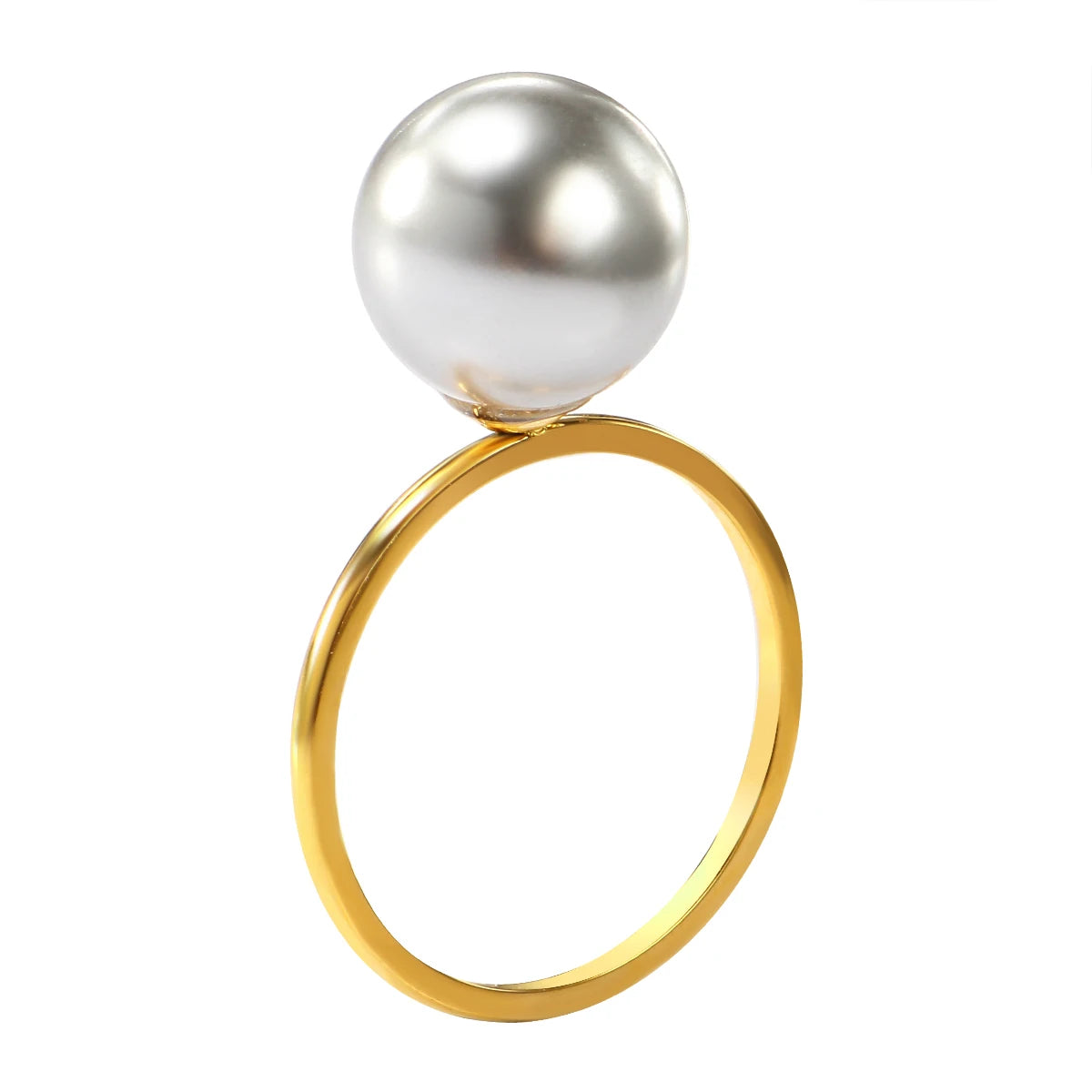 Elegant Gold Color Pearl Ring for Women - Classic Bridal Jewelry Gift