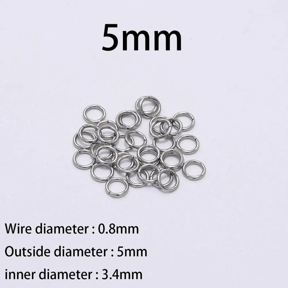 Stainless Steel Jump Rings Open Loops for DIY Jewelry Making 30 to 200 Pieces 0.7 x 6mm 200pcs