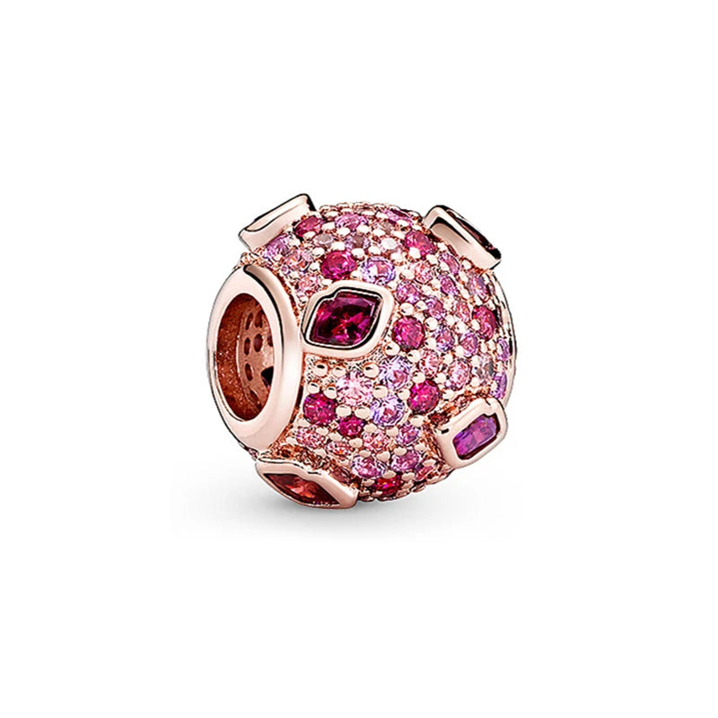 Sparkling Rose Gold Family Tree & Flower Charm Bead for European Silver Bracelet YY0534