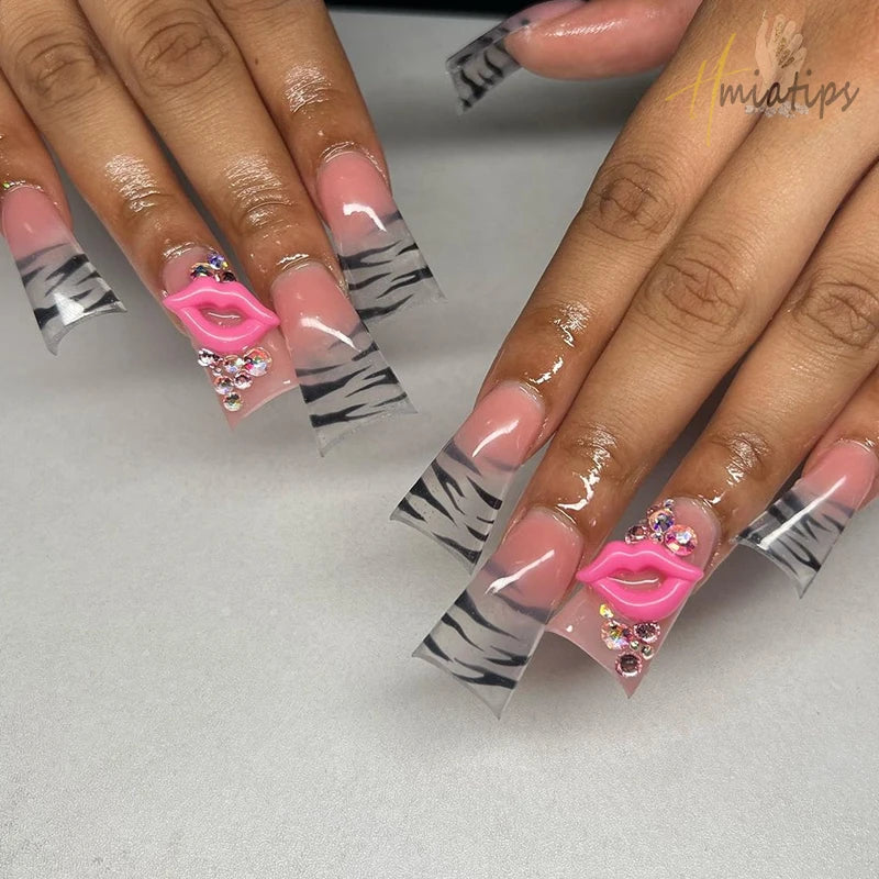 3D Pink Lip Nail Charms Luxury Metal Nail Art Jewelry for DIY Manicure Decoration